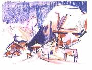 Ernst Ludwig Kirchner Snow at the Staffelalp Spain oil painting artist